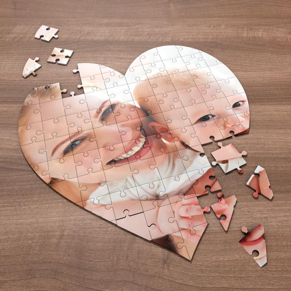 Custom Heart Shaped Family Photo Puzzle