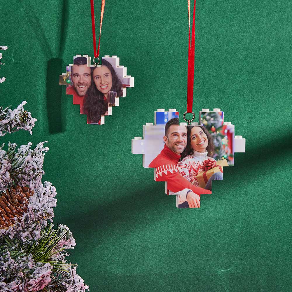 Christmas Ornament Personalized Building Brick Custom Spotify Code Heart Photo Block 3.2*2.8inch