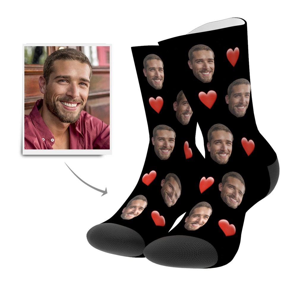 Custom Face Socks Personalized Heart Socks