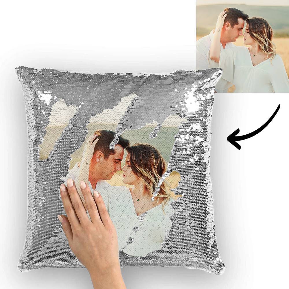Custom Couple Photo Magic Sequins Pillow Multicolor Sequin Pillow 15.75inch*15.75inch