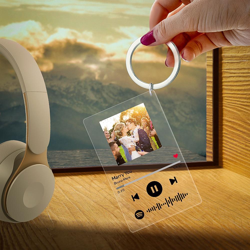Personalized Spotify Code Music Plaque Keychain(2.1in x 3.4in)