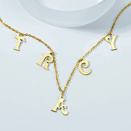 Back to School Necklace Custom Personalized Name Necklace Initial Letter