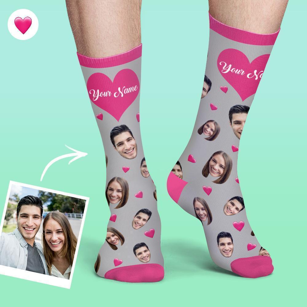 Personalized Photo Socks Custom Photo Socks Dog Photo Socks With Your Text Heart Socks