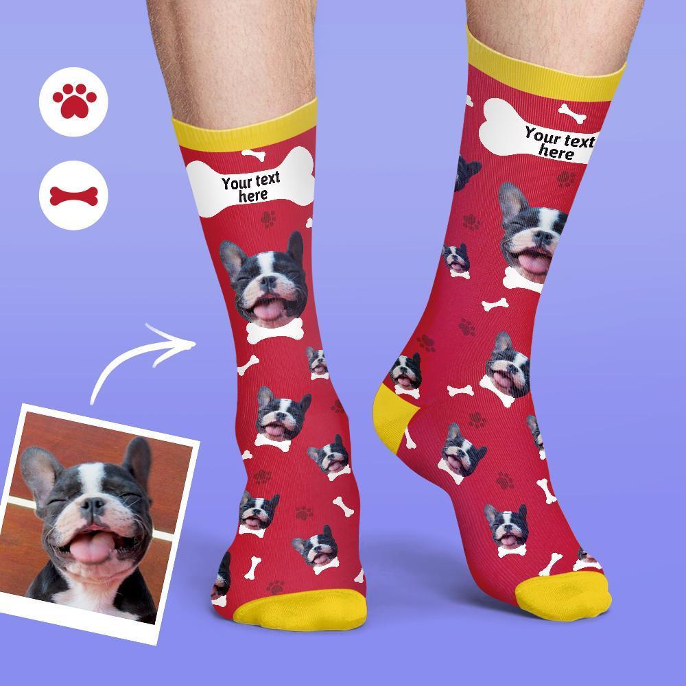 Personalized Photo Socks Custom Photo Socks Dog Photo Socks With Your Text - Pink