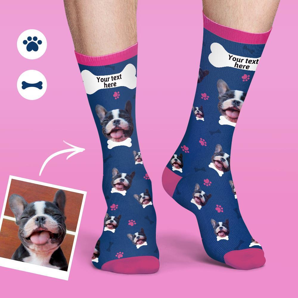Personalized Photo Socks Custom Photo Socks Dog Photo Socks With Your Text - Pink