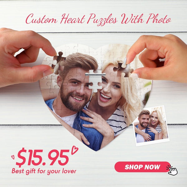 Couple Photo Puzzle Custom Heart Shaped Puzzle For Lover