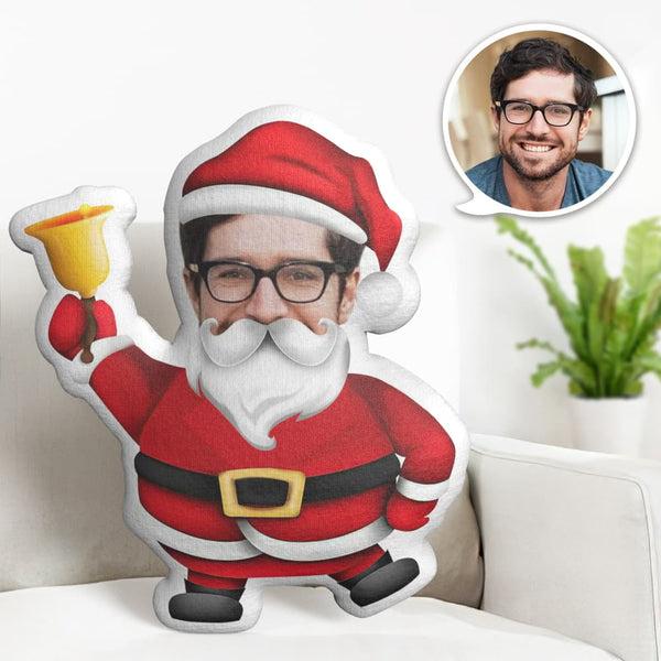 Custom Face Pillow Personalized Photo Pillow Beard Bell Santa Claus MiniMe Pillow Gifts for Christmas - makephotopuzzle