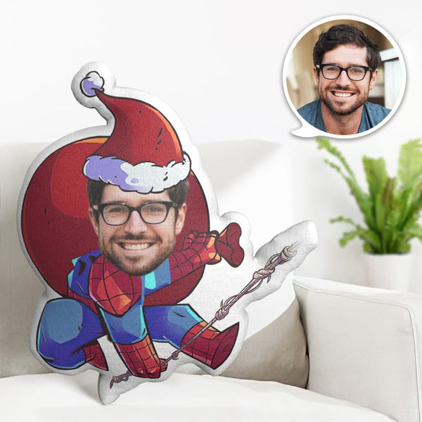 Custom Face Pillow Personalized Photo Pillow Christmas Spider Man MiniMe Pillow Gifts for Christmas - makephotopuzzle