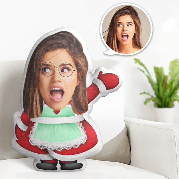 Custom Face Pillow Personalized Photo Pillow Christmas Maid MiniMe Pillow Gifts for Christmas - makephotopuzzle