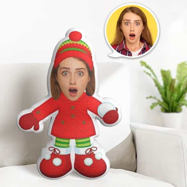 Custom Face Pillow Personalized Photo Pillow Christmas Wool Hat MiniMe Pillow Gifts for Christmas - makephotopuzzle
