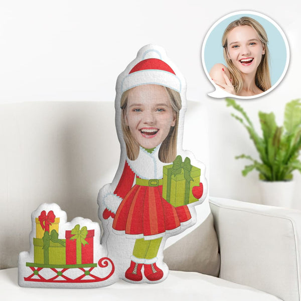 Custom Face Pillow Personalized Photo Pillow Sled Gift Girl MiniMe Pillow Gifts for Christmas - makephotopuzzle