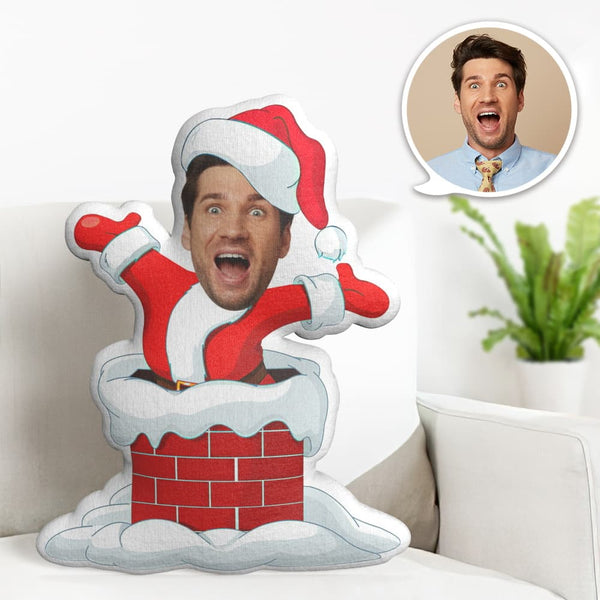 Custom Face Pillow Personalized Photo Pillow Chimney Christmas MiniMe Pillow Gifts for Christmas - makephotopuzzle