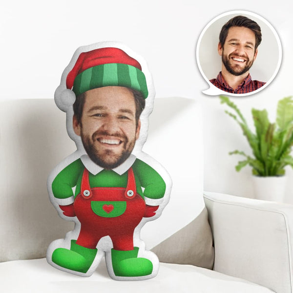Custom Face Pillow Personalized Photo Pillow Christmas Suspenders MiniMe Pillow Gifts for Christmas - makephotopuzzle
