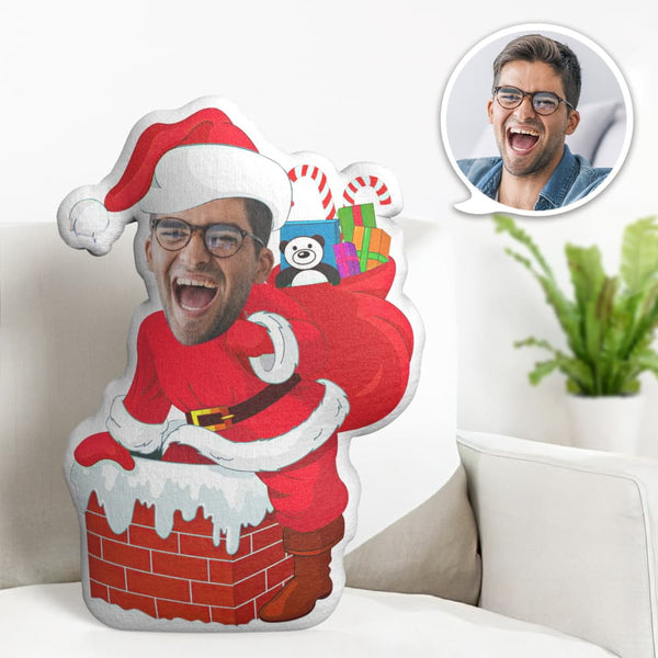 Custom Face Pillow Personalized Photo Pillow Chimney Gift Santa Claus MiniMe Pillow Gifts for Christmas - makephotopuzzle