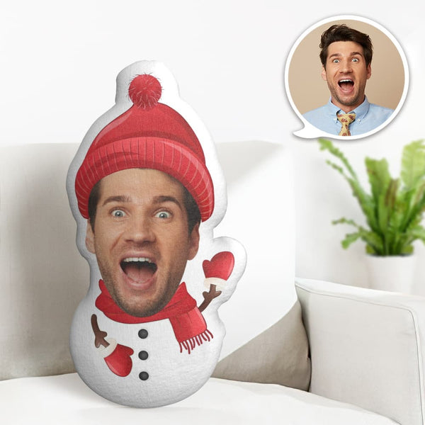 Custom Face Pillow Personalized Photo Pillow Fat Snowman MiniMe Pillow Gifts for Christmas - makephotopuzzle