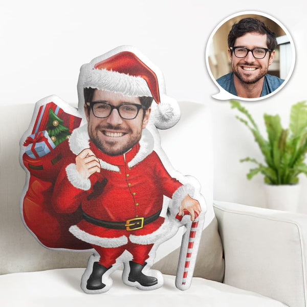 Custom Face Pillow Personalized Photo Pillow Crutches Santa Claus MiniMe Pillow Gifts for Christmas - makephotopuzzle