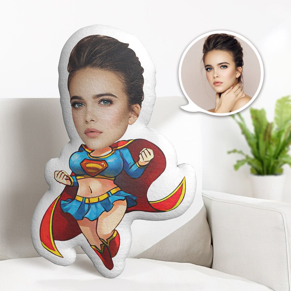 Custom Face Pillow Personalized Photo Pillow Superwoman MiniMe Pillow Gifts for Her