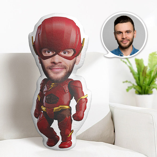 Custom Face Pillow Personalized Photo Pillow The Flash MiniMe Pillow Gifts for Him - makephotopuzzle