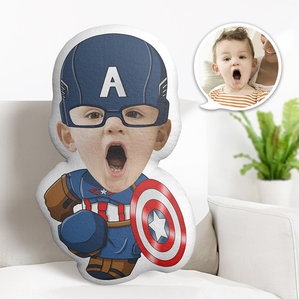 Custom Face Pillow Personalized Photo Pillow Q Version Captain America MiniMe Pillow Gifts for Kids