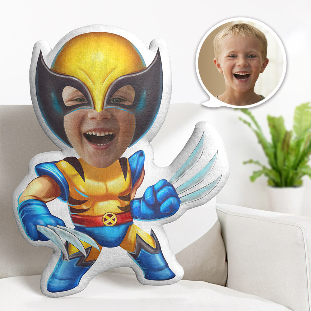Custom Face Pillow Personalized Photo Pillow Wolverine MiniMe Pillow Gifts for Kids