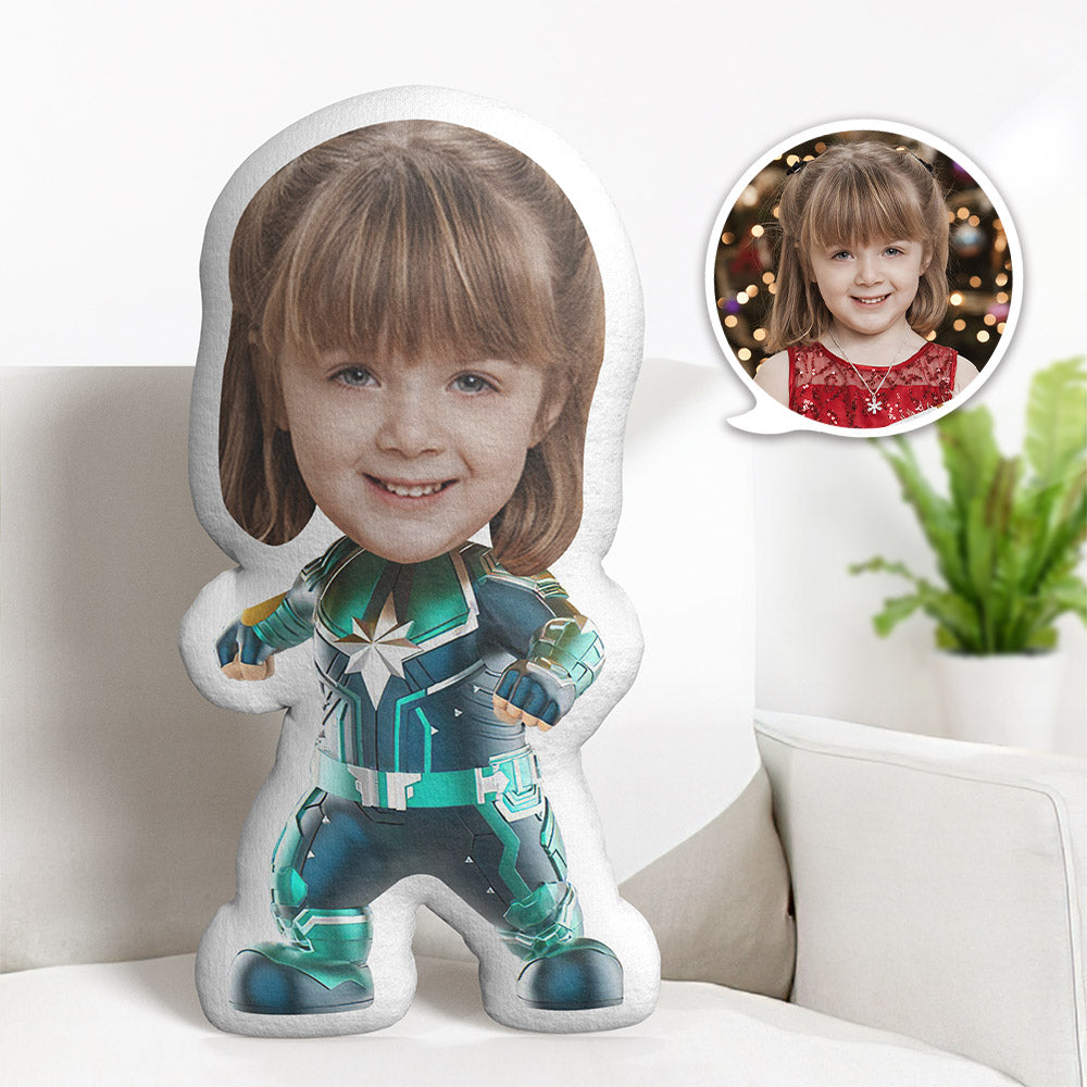 Custom Face Pillow Personalized Photo Pillow Blue Wonder Woman MiniMe Pillow Gifts for Kids