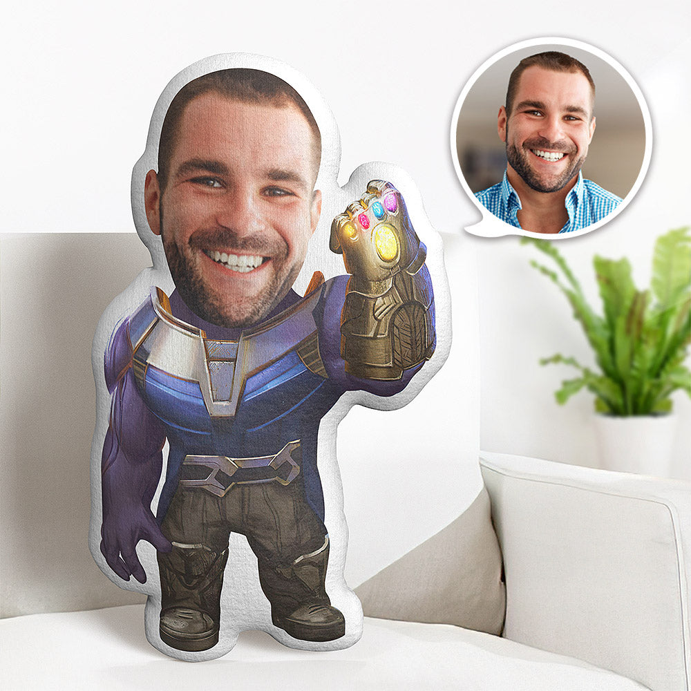 Custom Face Pillow Personalized Photo Pillow Thanos Wear Gloves MiniMe Pillow Gifts for Him