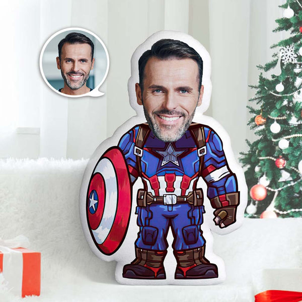 Christmas Gifts Captain America Photo Pillow Boy Face Pillow Personalized Men Pillow Custom Costume Pillow Doll - makephotopuzzle