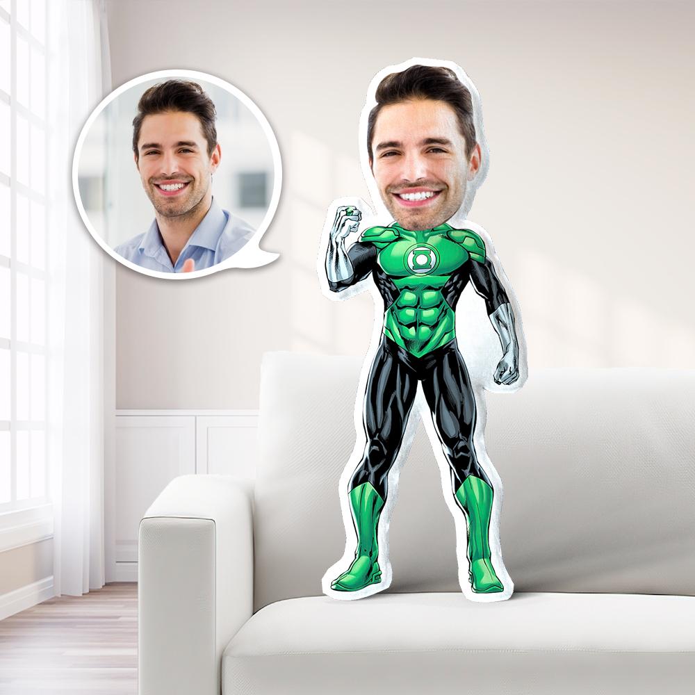 Personalized Photo My Face Pillow Custom Face Pillow Green Lantern Photo Pillow Costume Doll Unique Gift