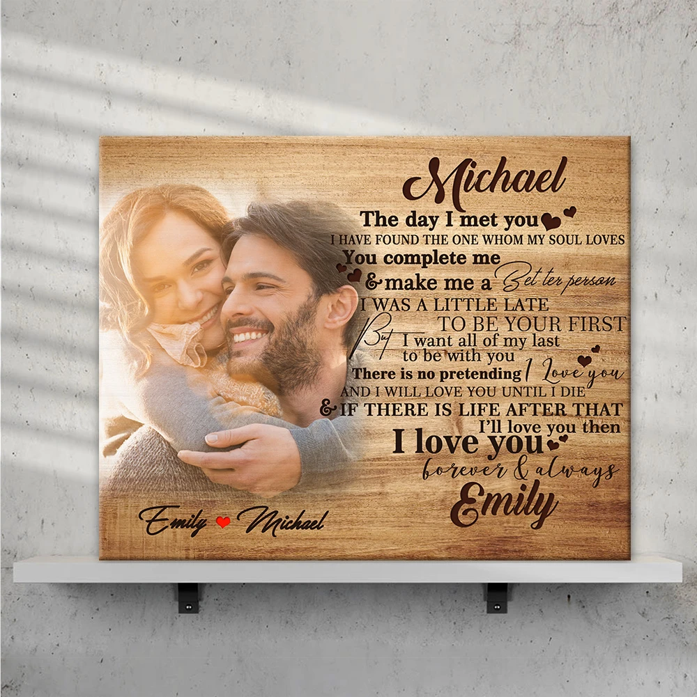 Custom Photo Wall Decor Painting Canvas With Couple Name Personalized Gift