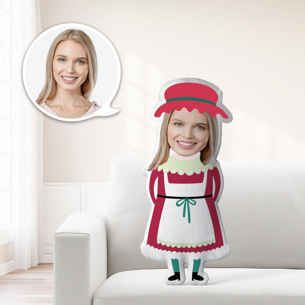Custom Christmas Red Hat Girl Minime Throw Pillow Unique Personalized Minime Throw Pillow Give Your Child The Most Meaningful Gift - makephotopuzzle
