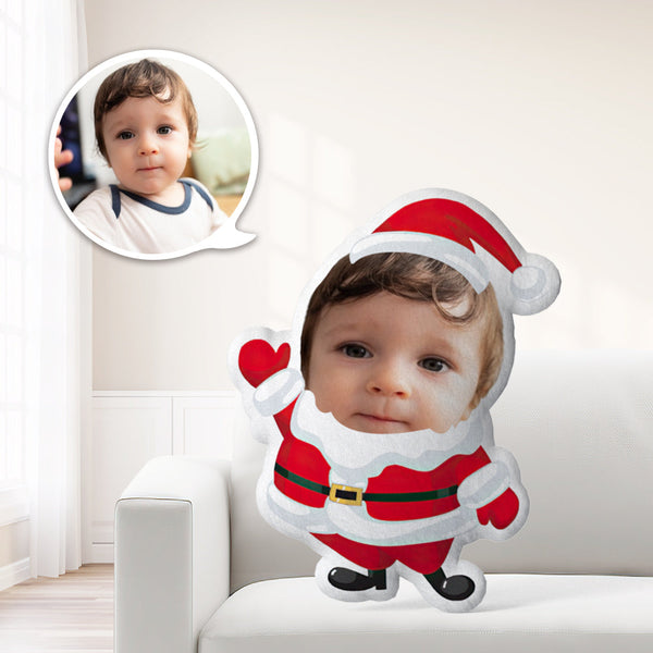 Personalized Photo My Face Pillow Custom Face Doll Minime Throw Pillow With Beard Santa Throw Pillow - makephotopuzzle