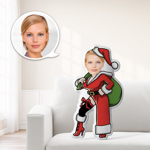 Funny Personalized Face Doll Santa Pillow Custom Picture Portrait Minime Throw Pillow - makephotopuzzle