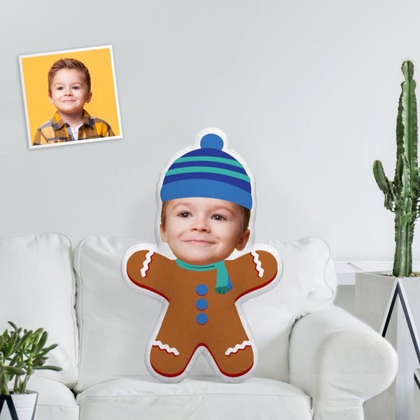 Custom Face Photo Minime Doll Unique Personalized Brave Gingerbread Man Throw Pillow The Most Funny Gift - makephotopuzzle