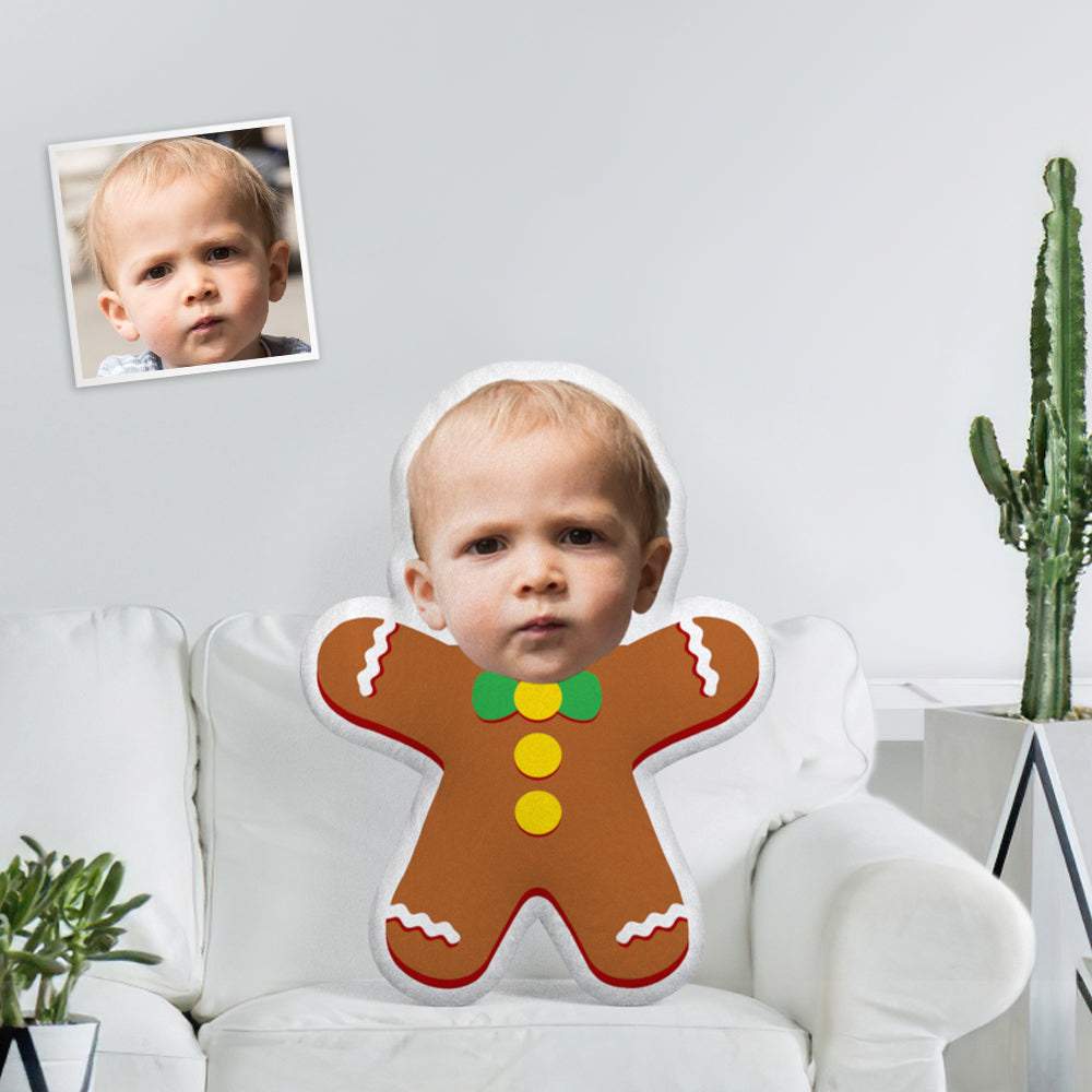 Custom Face Photo Minime Doll The Most Funny Unique Personalized Cute Gingerbread Man Throw Pillow