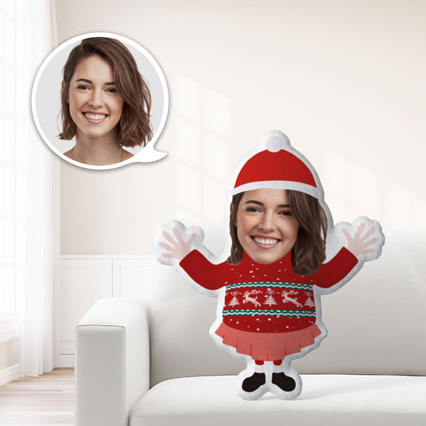 Chrismas Gift My Face Pillow Custom Pillow  Minime Throw Pillow Personalized the Lady in A Red Sweater Throw Pillow - makephotopuzzle