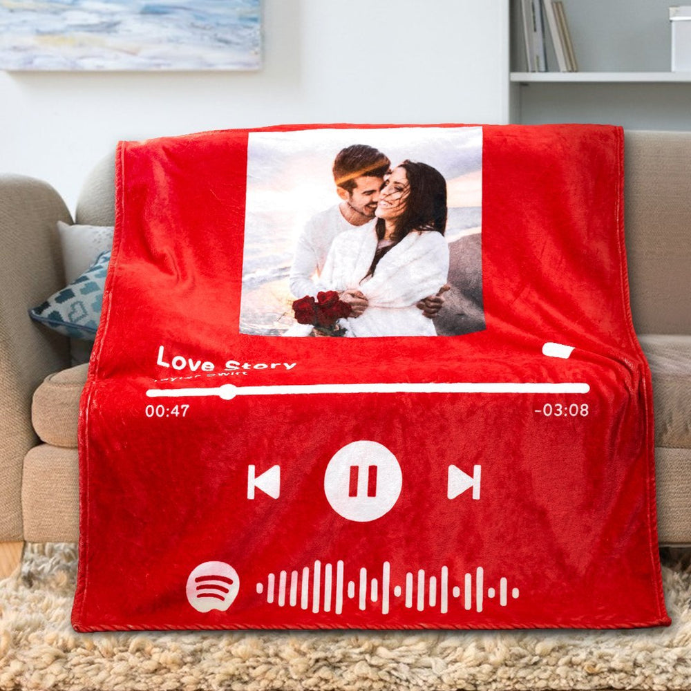 Custom Music Art Gfits Spotify Music Blanket Personalised Photo Blanket  Unique Gift for Lover