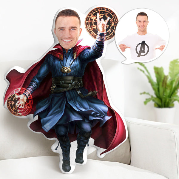 Custom Face Pillow Personalized Doctor Strange Gifts Custom MinIMe Pillow Gifts for Him - makephotopuzzle