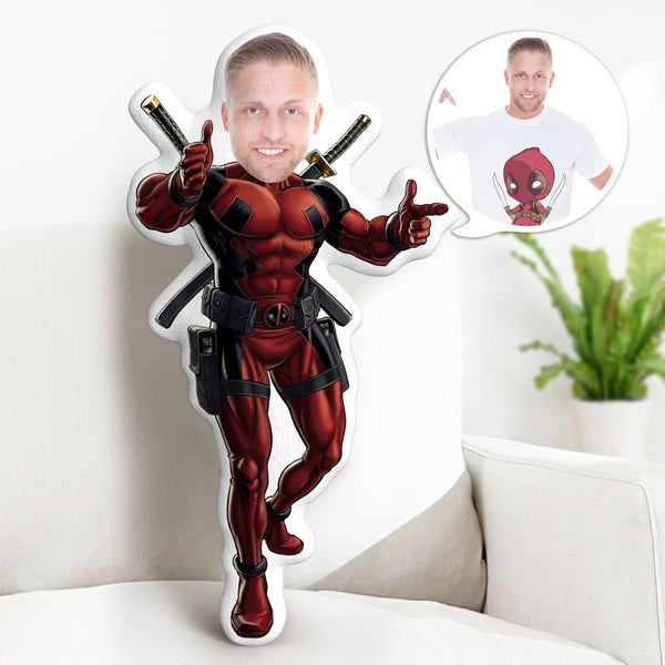 Custom Face Pillow Personalized Deadpool Pillow Gifts  Custom MinIMe Pillow Gifts for Him - makephotopuzzle