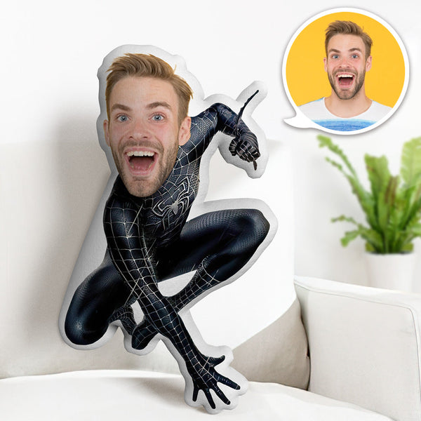 My Face Pillow Custom Photo Pillow Personalized Black Spider-Man Pillow Original Superhero Gifts - makephotopuzzle