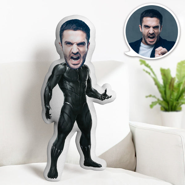Custom Black Panther Doll Personalized Face Pillow Custom Photo Pillow Gift for Him - makephotopuzzle