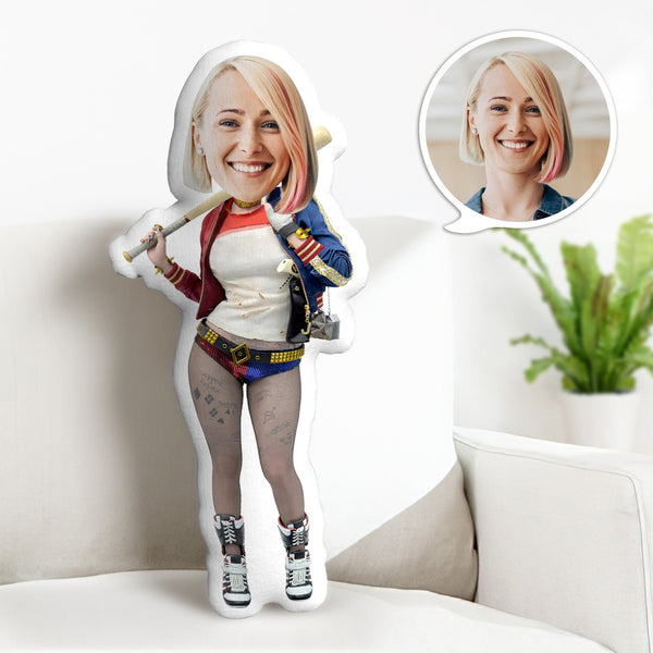 Custom Face Pillow Harley Quinn Dolls Personalized Photo Pillow Gifts for Her - makephotopuzzle