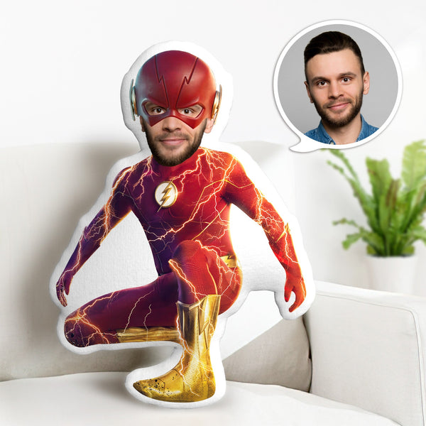 Custom Face Pillow Flash Dolls Personalized Photo Pillow Superhero Gifts - makephotopuzzle