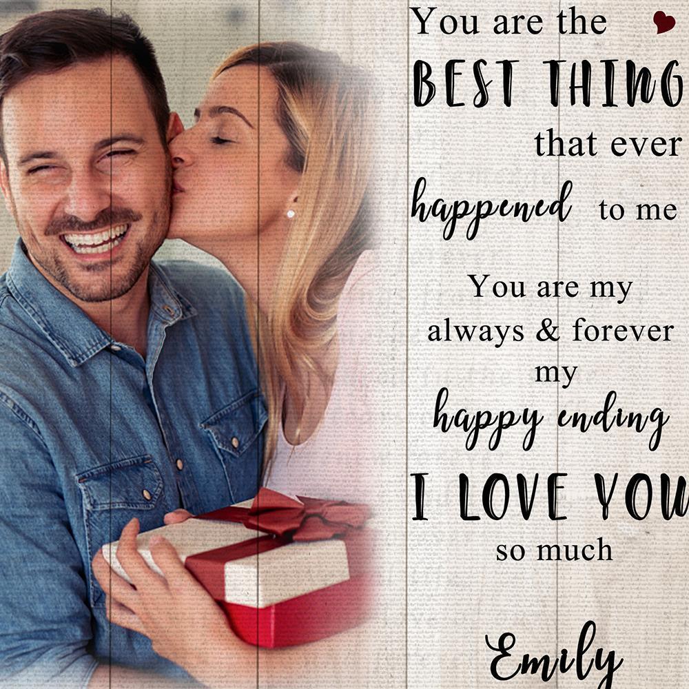Birthday Gift for Husband Custom Love Photo Wall Decor Painting Canvas With Text - To My Husband
