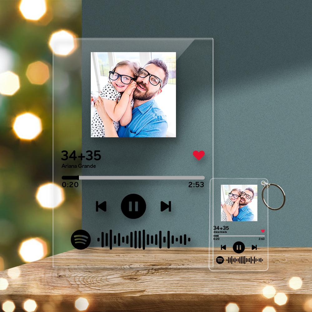 Father's Day Gifts Personalized Spotify Code Music Plaque(4.7in x 7.1in) With A Free Same Keychain(2.1in x 3.4in)