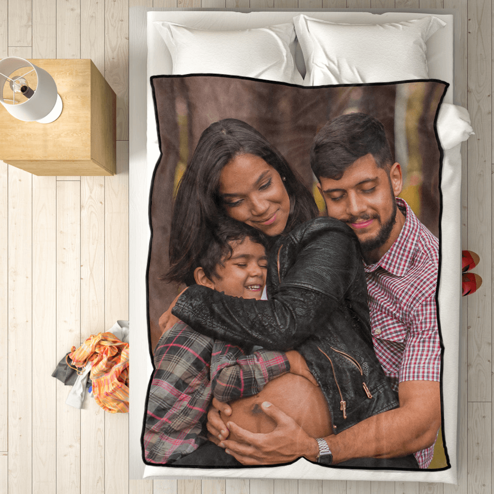 Custom Photo Blanket Personalized Fleece Blanket with Photo of Mother and Daughter