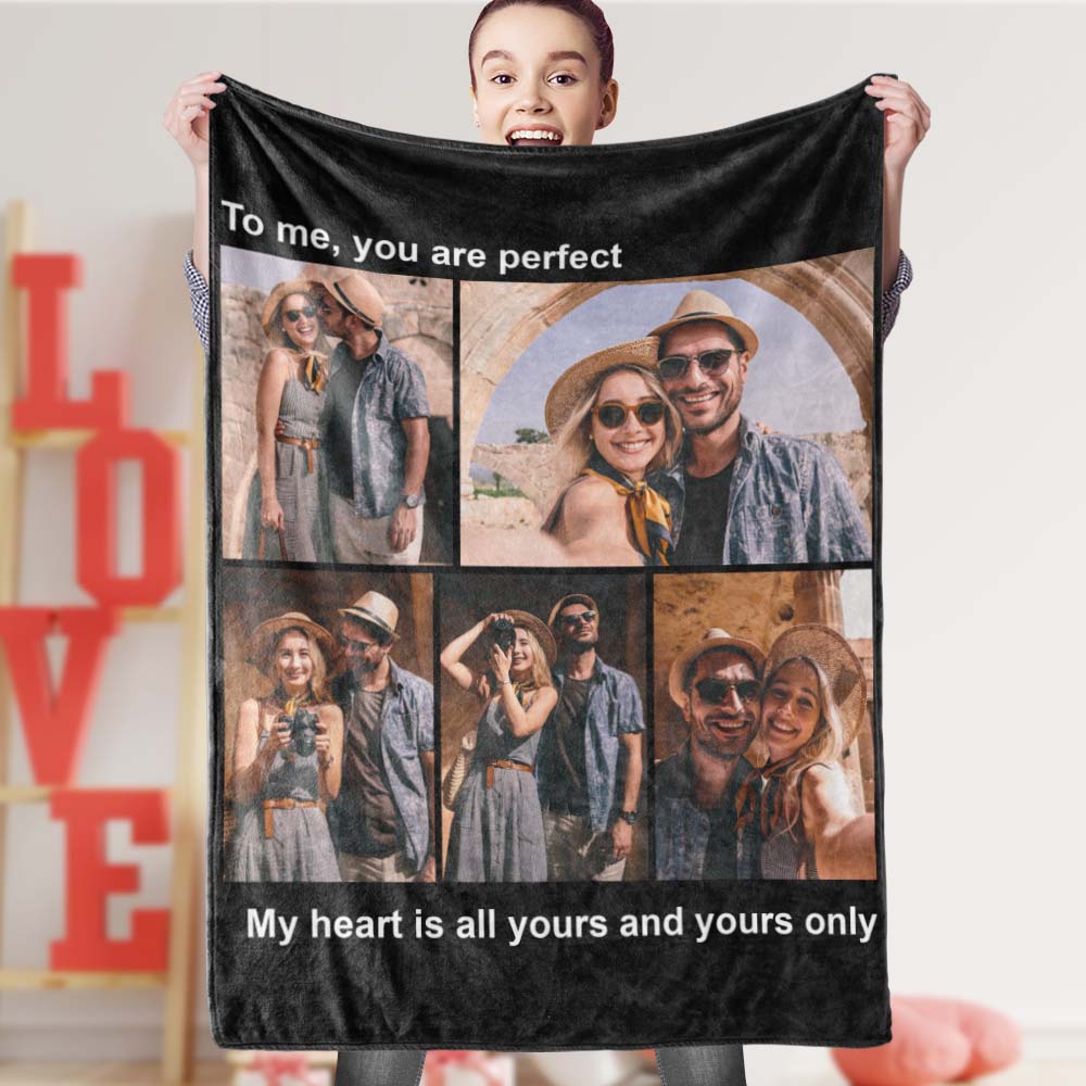 Custom Photo Blanket Personalized Fleece Blanket with Photo of Couple Festival Gifts