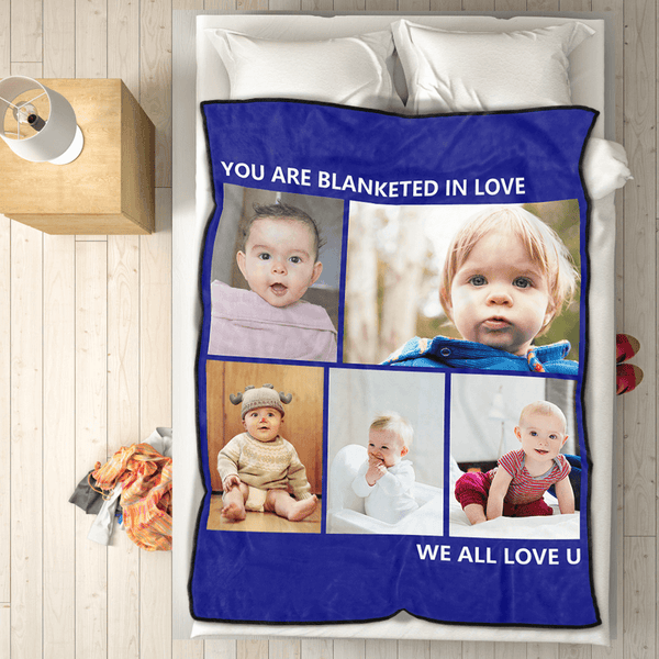 Personalized Photo Fleece Blanket Kids with 5 Photos