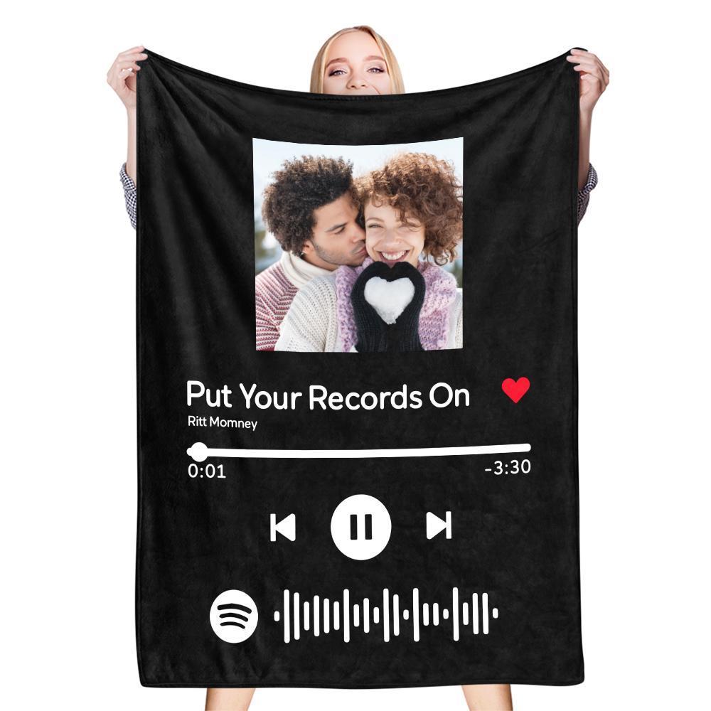 Spotify Gift Spotify Music Blanket Personalised Photo Blanket Birthday Gift For Her