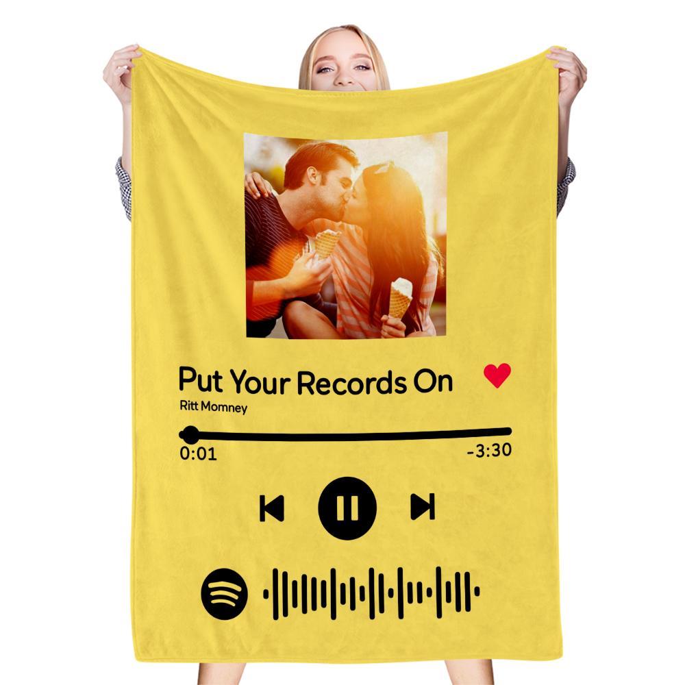Custom Music Art Gfits Spotify Music Blanket Personalised Photo Blanket  Unique Gift for Lover