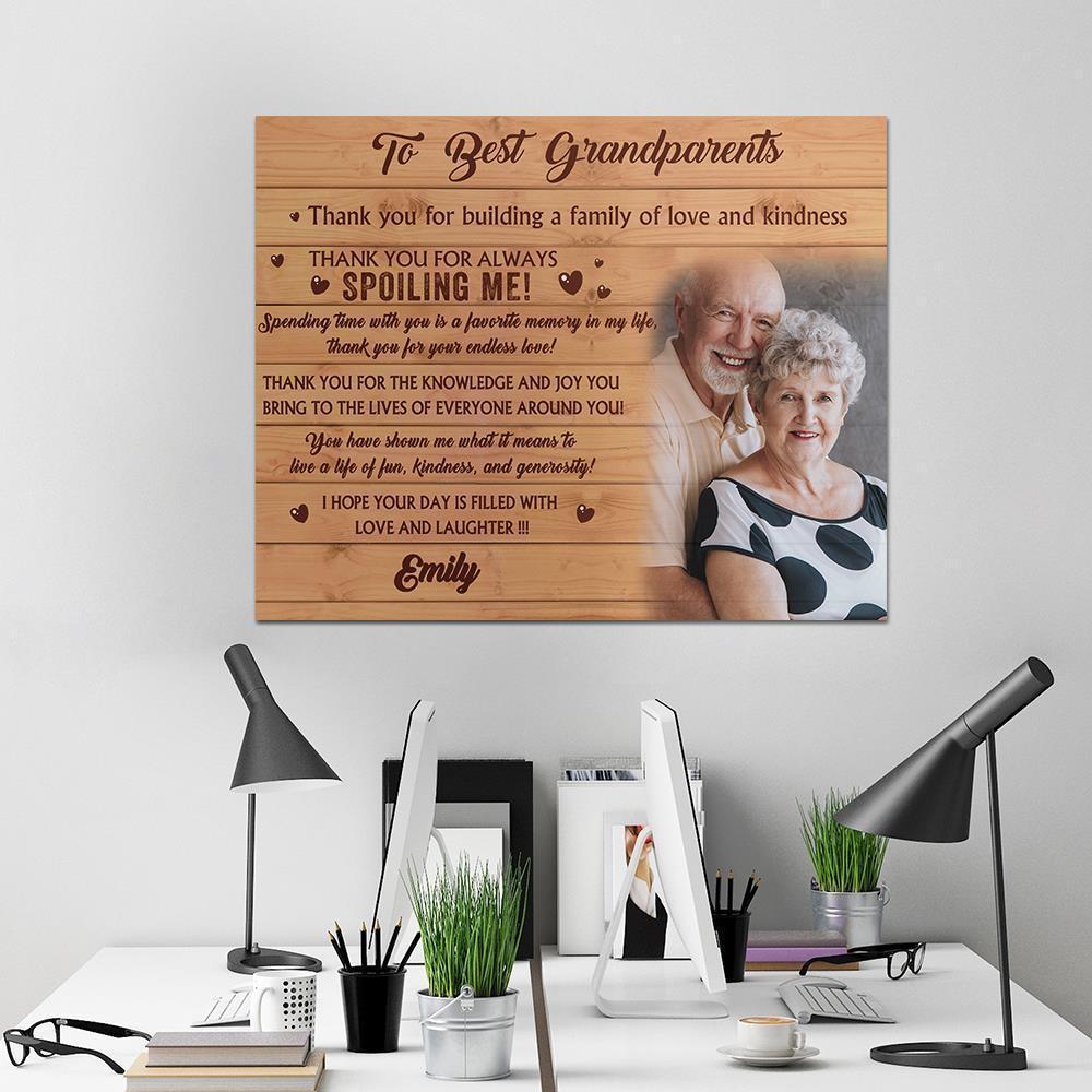 Custom Photo Wall Decor Painting Canvas With Text Personalized Gift- To Best Grandparents